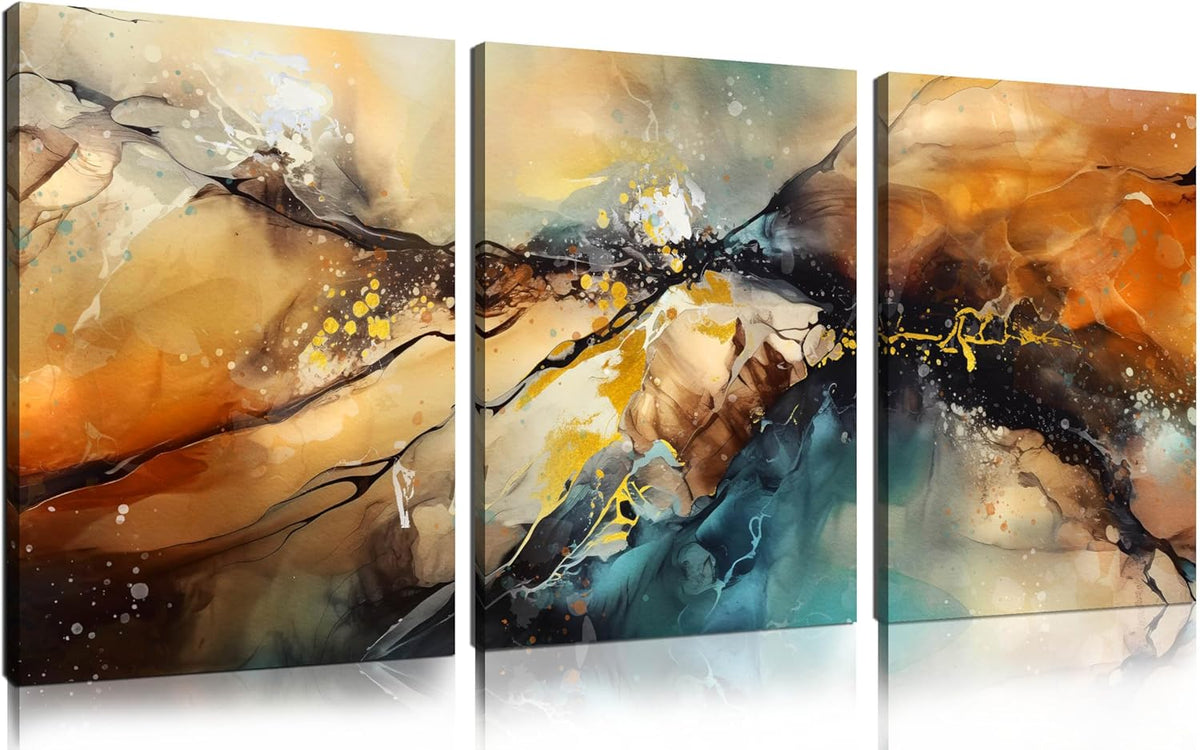 HUBOSKN Abstract Canvas Wall Art for Living Room - Modern Pictures for Office Wall Decor - 3 Piece