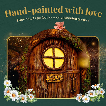 Fairy Door and Windows – Glow in The Dark Yard Art Sculpture Decoration for Kids Room, Wall and