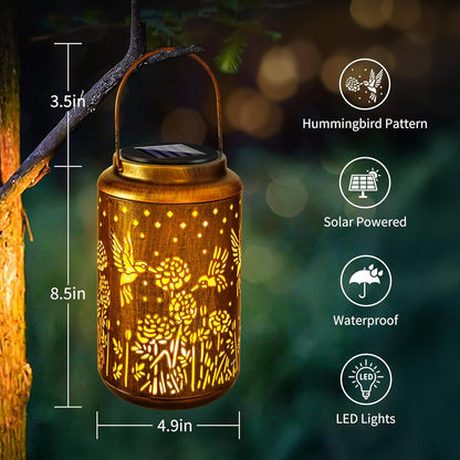 Brizled Hummingbird Solar Lanterns Outdoor, Decorative Mothers Day Gifts for Women Mom Grandma