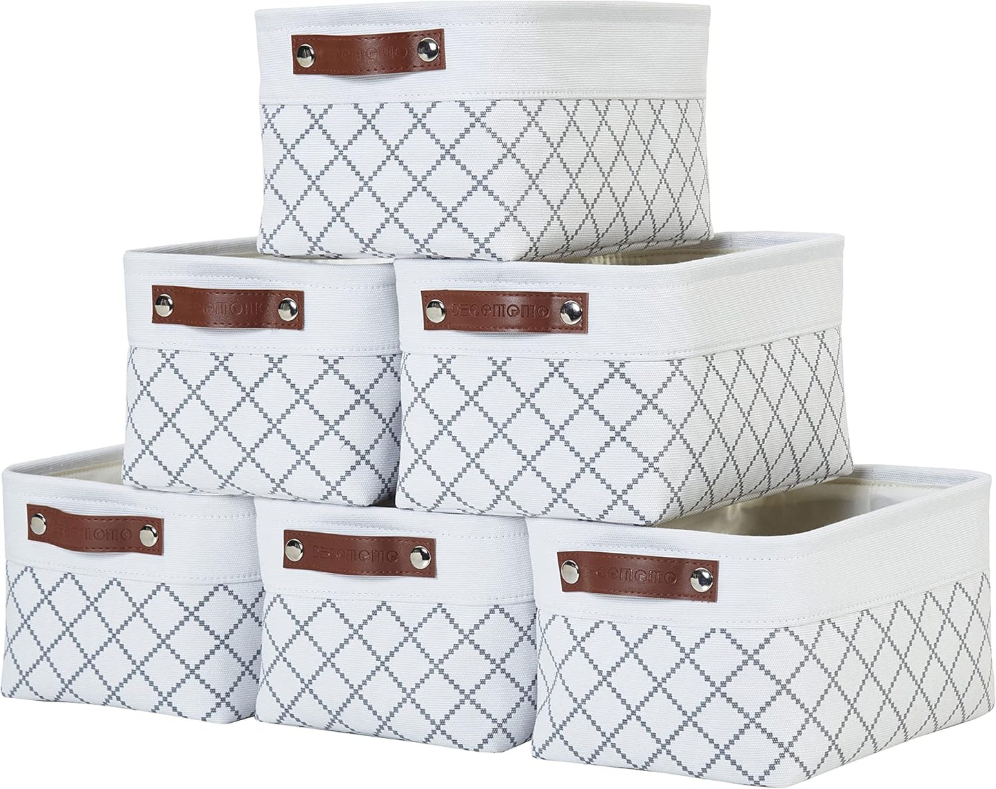 DECOMOMO Small Storage Basket, Closet Storage Bins, Baskets for Organizing Shelves (White Check