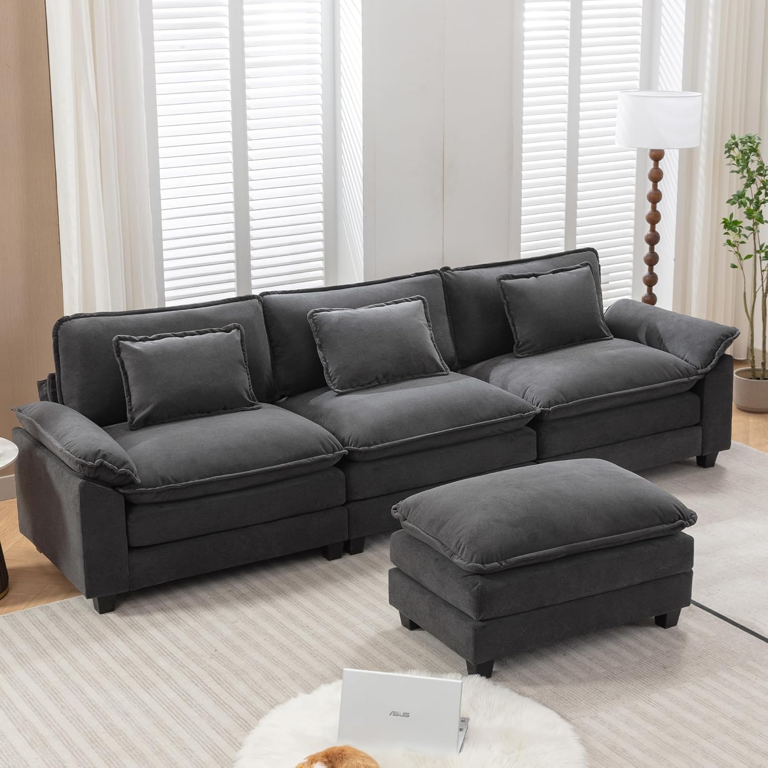 URRED Modular Sectional Sofa Comfy Cloud Couch, Modern Velvet Sofa Sleeper Deep Seat Couches with