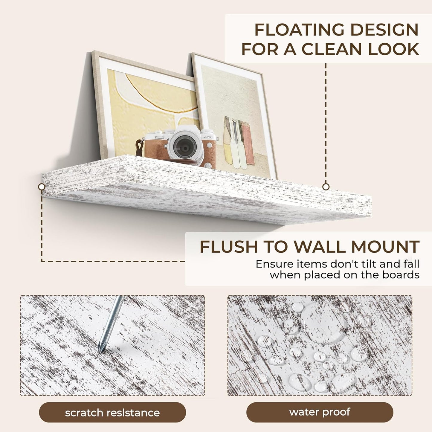 RICHFOCUS 36Inch Floating Shelves for Wall 2 Pack Shelves for Bedroom|Kitchen|Bathroom Wall Mounted