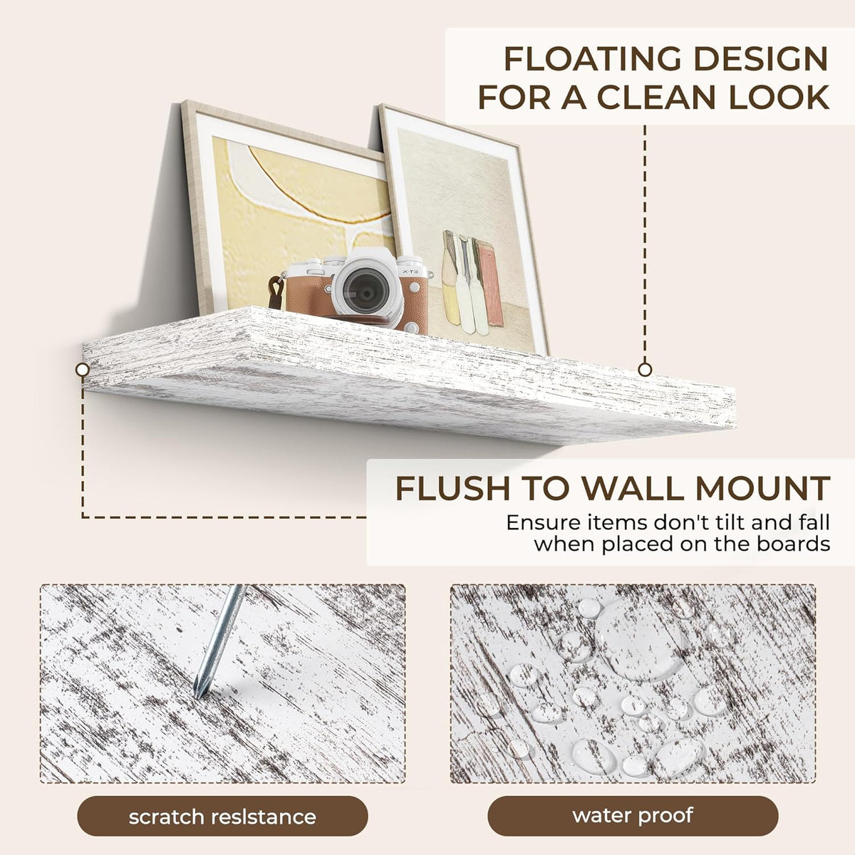RICHFOCUS 36Inch Floating Shelves for Wall 2 Pack Shelves for Bedroom|Kitchen|Bathroom Wall Mounted