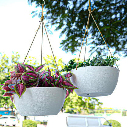 12 Inch 2 Pack Large Hanging Planters for Indoor Outdoor Plants, Plastic Hanging Basket Pots for