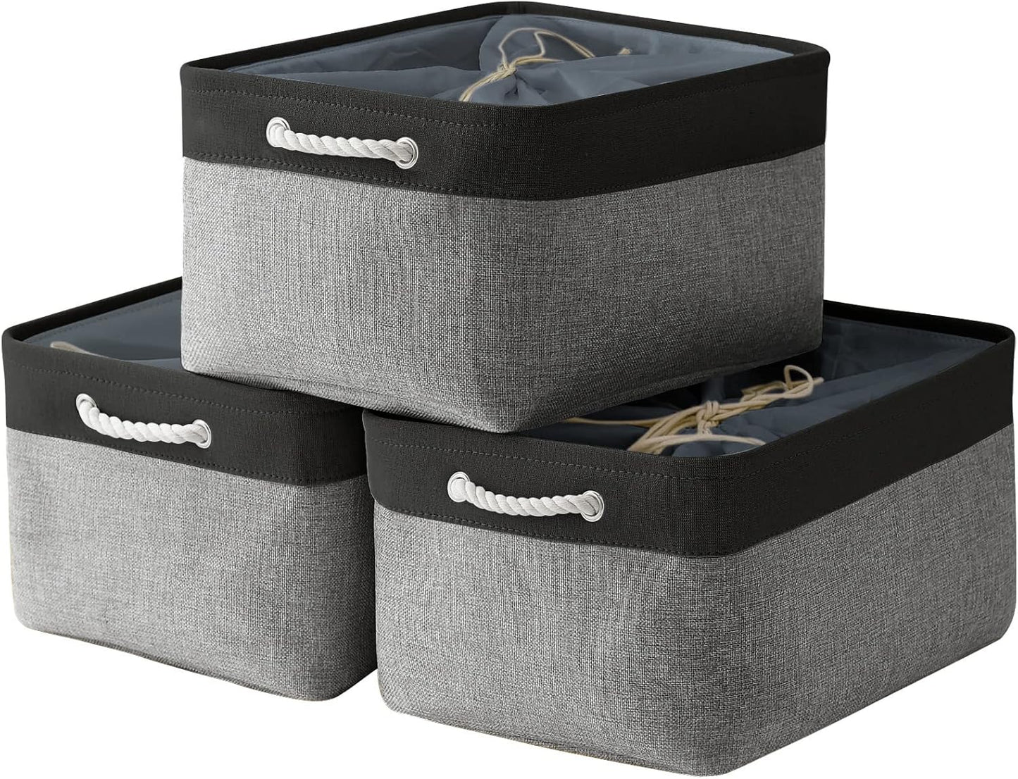 TheWarmHome Organization and Storage Basket for Organizing - 17x14x10 inch Large 3 Pack Collapsible