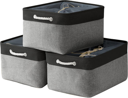 TheWarmHome Organization and Storage Basket for Organizing - 17x14x10 inch Large 3 Pack Collapsible