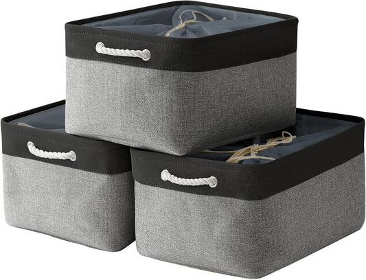 TheWarmHome Organization and Storage Basket for Organizing - 17x14x10 inch Large 3 Pack Collapsible