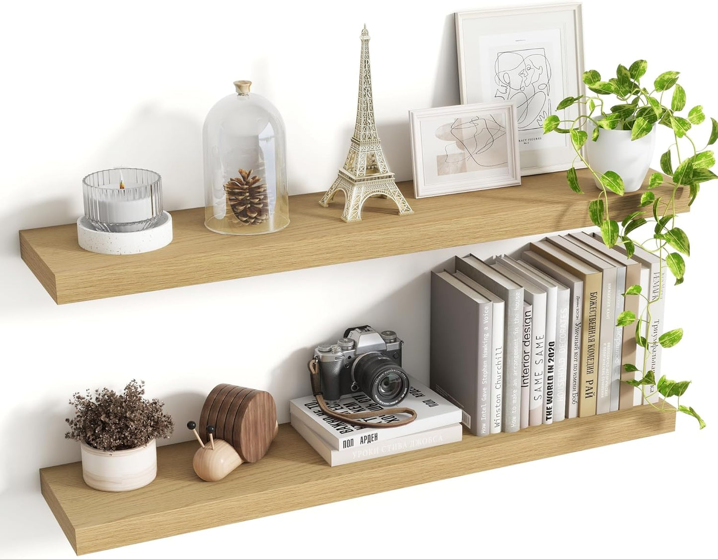 36 Inch Floating Shelves, 8 Inch Deep Floating Shelves for Wall, Hanging Shelf with Invisible