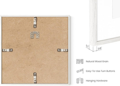 HAUS AND HUES Solid Oak Wood 10”x10”Picture Frames Matted to 5”x5” Set of 4 - White Picture Frames