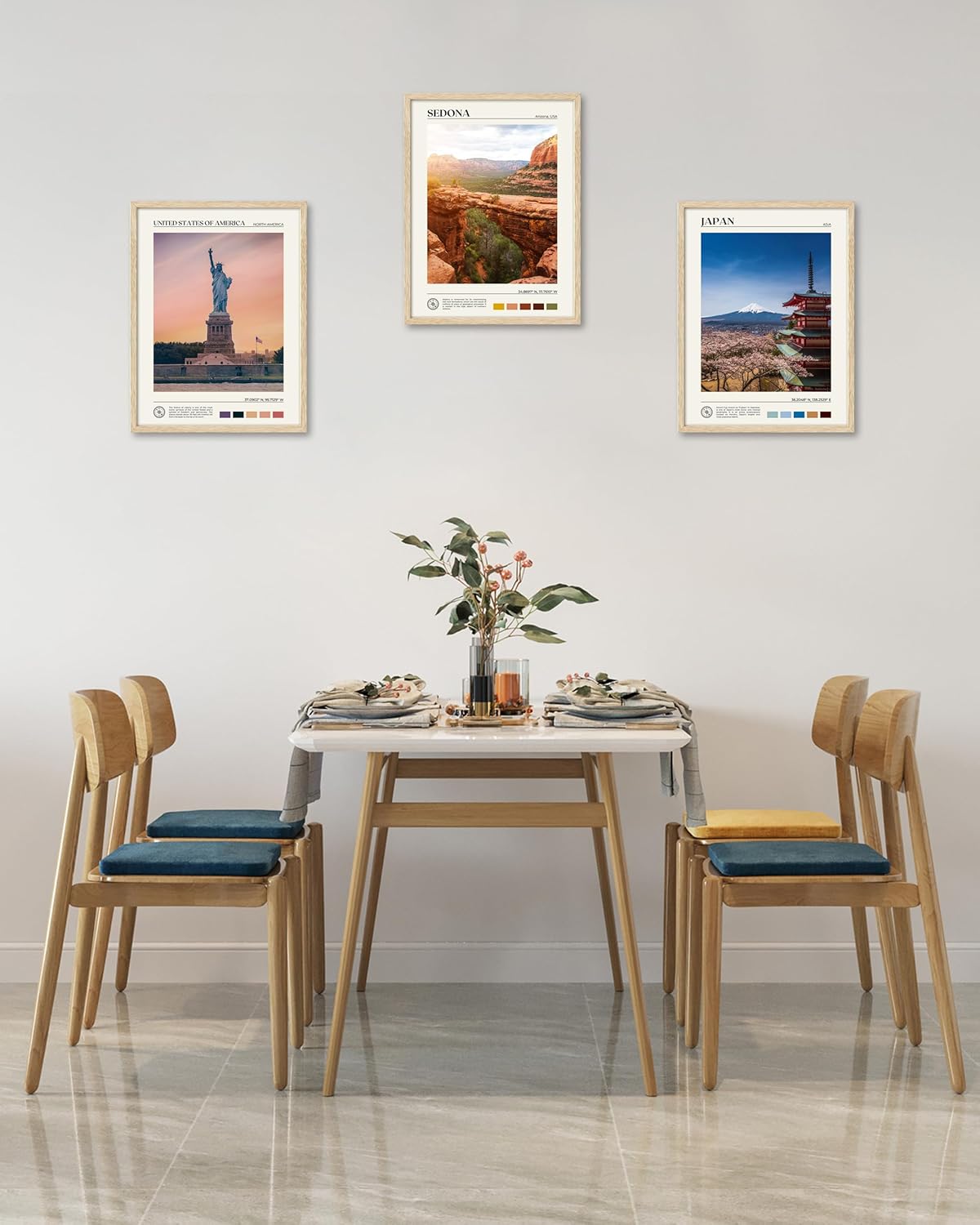 HesenDot Natural OAK Wood Framed Mount Fuji Wall Art, 12x16in Japanese Natural Scenery Canvas Wall
