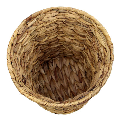 Casaphoria Round Water Hyacinth Garbage Baskets for Storage Natural Woven Hyacinth Laundry Rubbish