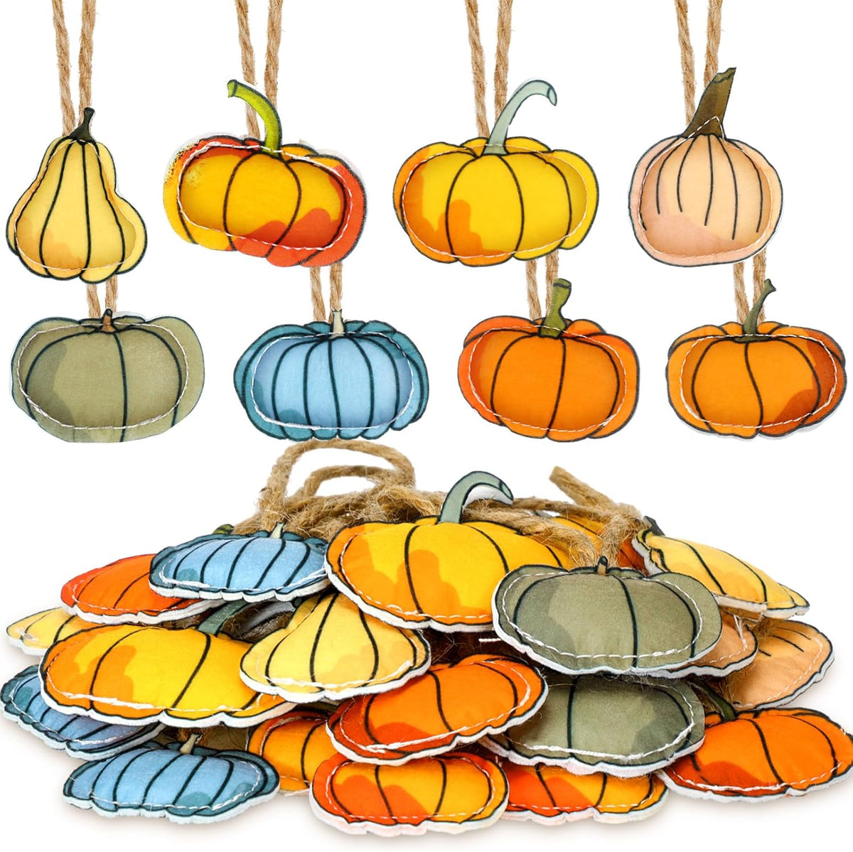 24 Pcs Fall Tree Ornaments Thanksgiving Tree Decoration 3D Felt Maple Leaf Pumpkin Hanging