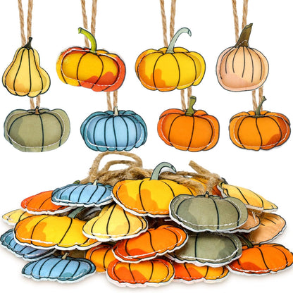 24 Pcs Fall Tree Ornaments Thanksgiving Tree Decoration 3D Felt Maple Leaf Pumpkin Hanging