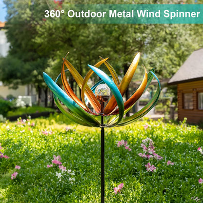 Large Solar Wind Spinners for Yard and Garden-82.6 Inch 360° Metal Wind Sculptures Outdoor