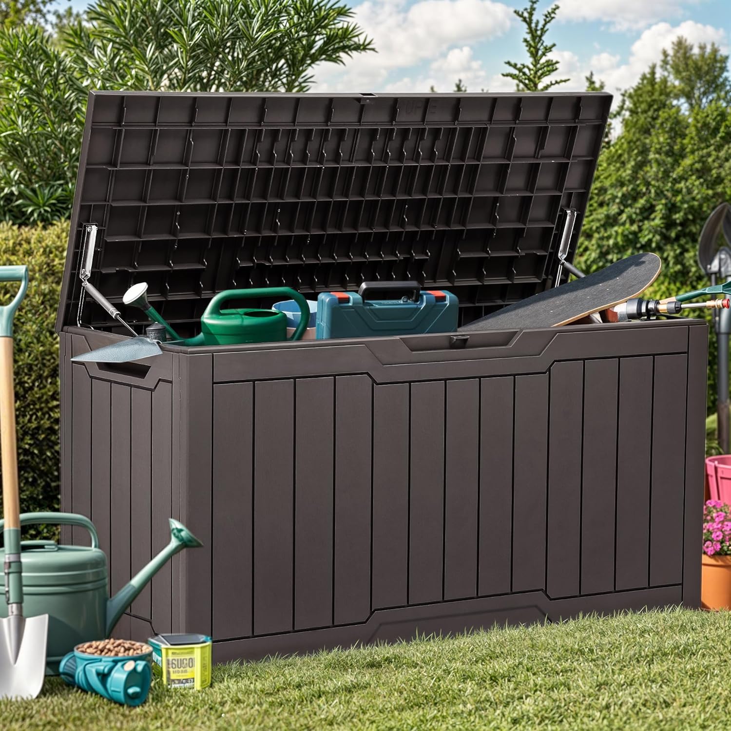 YITAHOME 80 Gallon Resin Deck Box, Weather Resistant Outdoor Storage Box, Lockable Indoor Outdoor