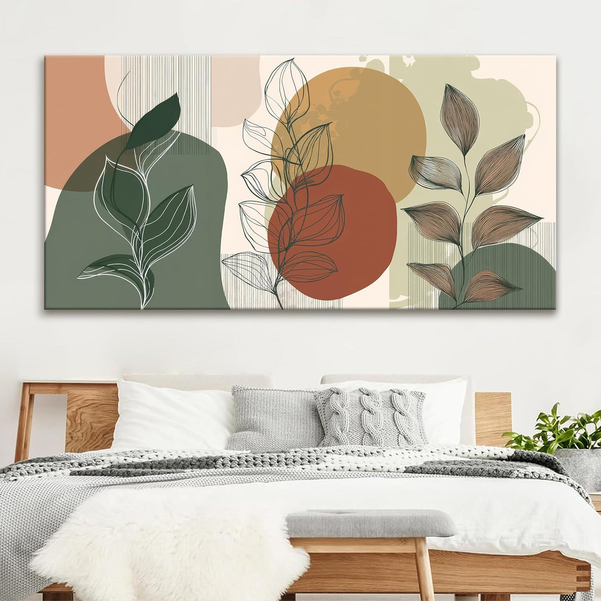 Tsomzxng Large Abstract Boho Wall Art For Living Room Century Modern Canvas Art Wall Decor Picture
