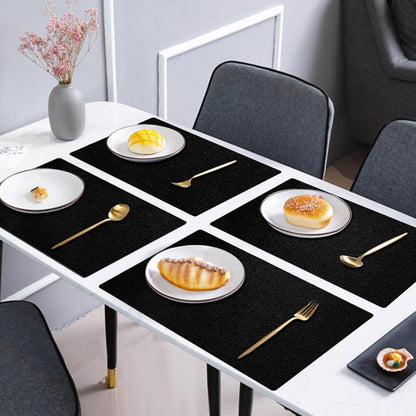 Faux Leather Placemats and Coasters Set of 6, Waterproof, Oil-Proof Wipeable, PVC Leather Place