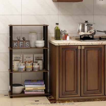 Furinno TURN-S-TUBE Storage Shelves, 4-Tier Book Shelf, Corner Shelf, Toolless Open Shelves, for