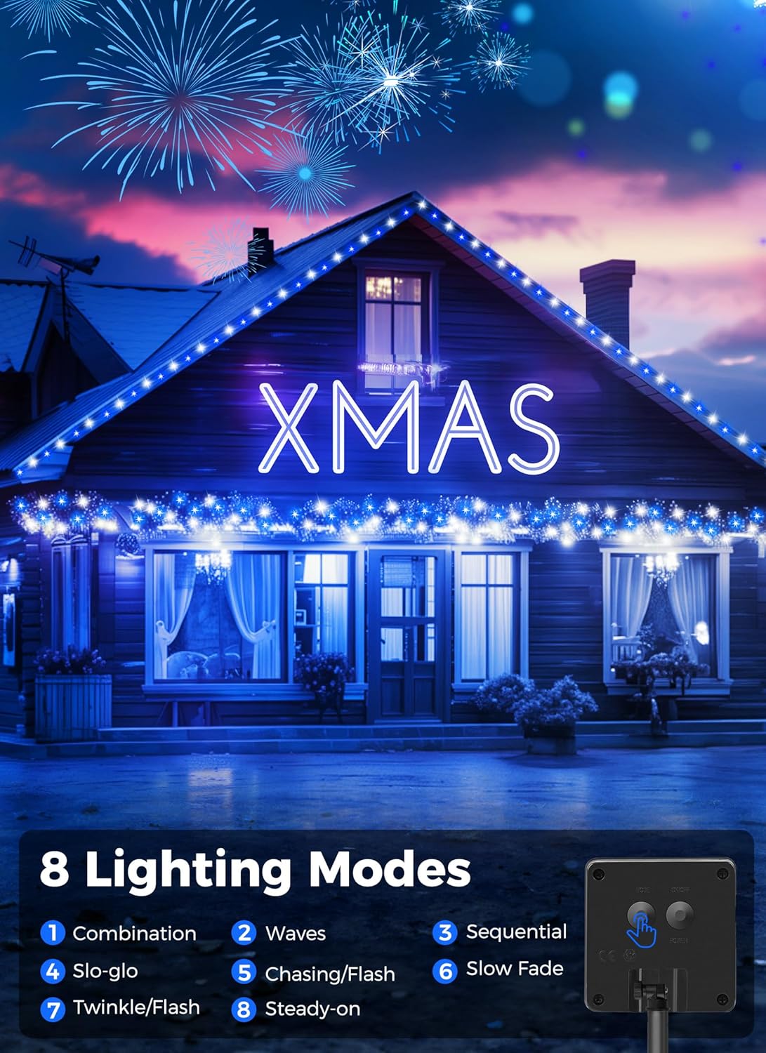 Minetom Solar String Lights - 4 Pack, 160FT, 400 LED with 8 Modes, Waterproof, Outdoor Christmas