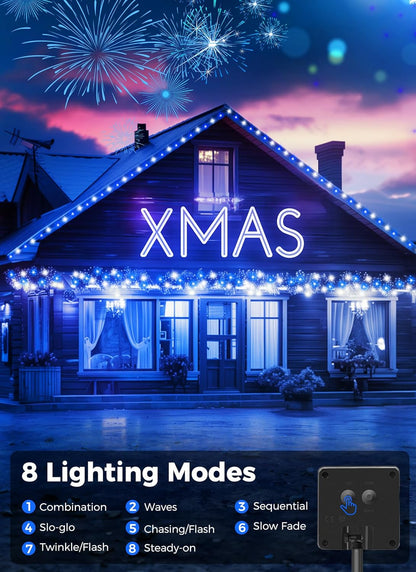 Minetom Solar String Lights - 4 Pack, 160FT, 400 LED with 8 Modes, Waterproof, Outdoor Christmas