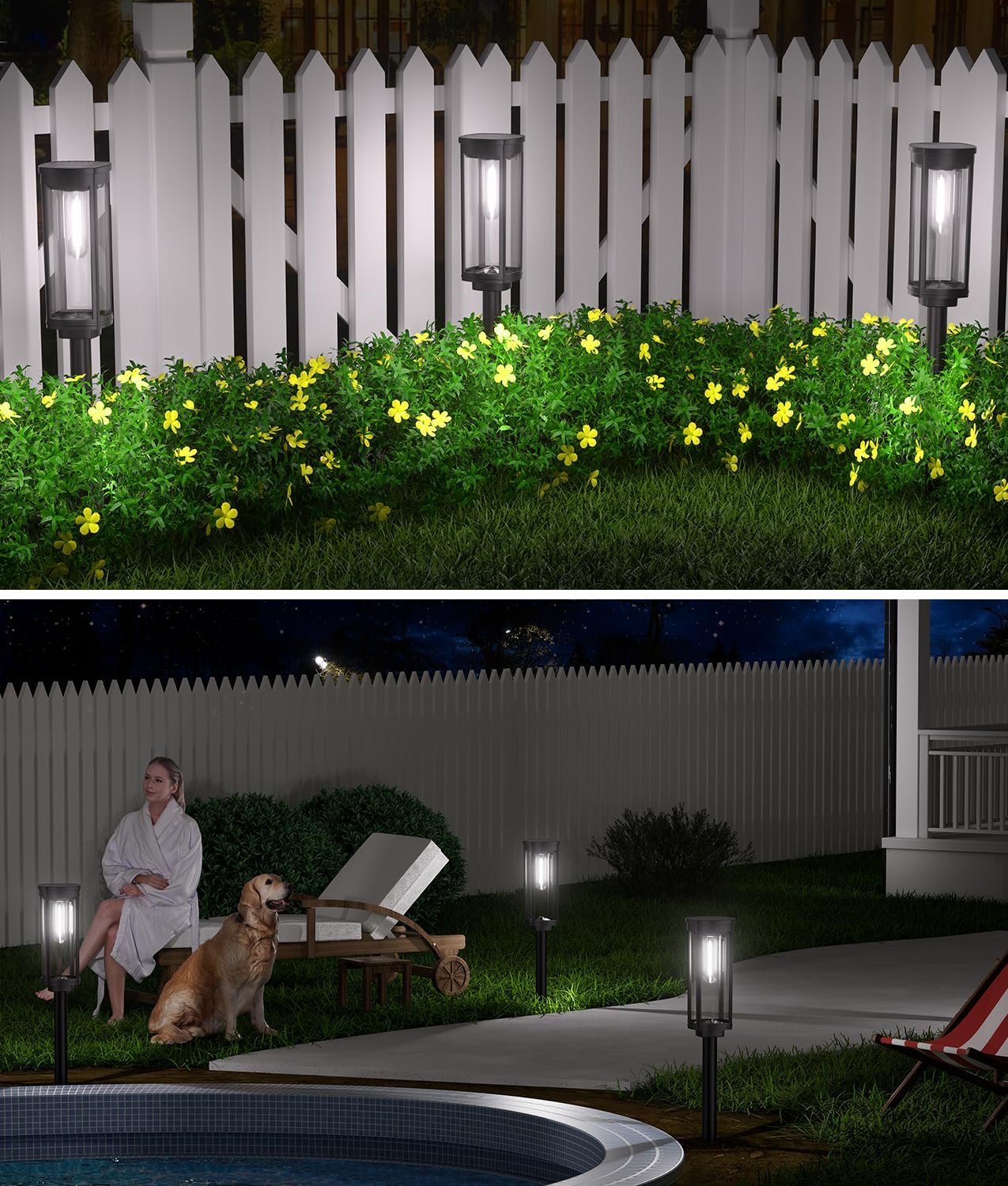 8 Pack Solar Pathway Lights Outdoor,Super Brightness IP65 Waterproof Auto On/Off Solar Path Lights