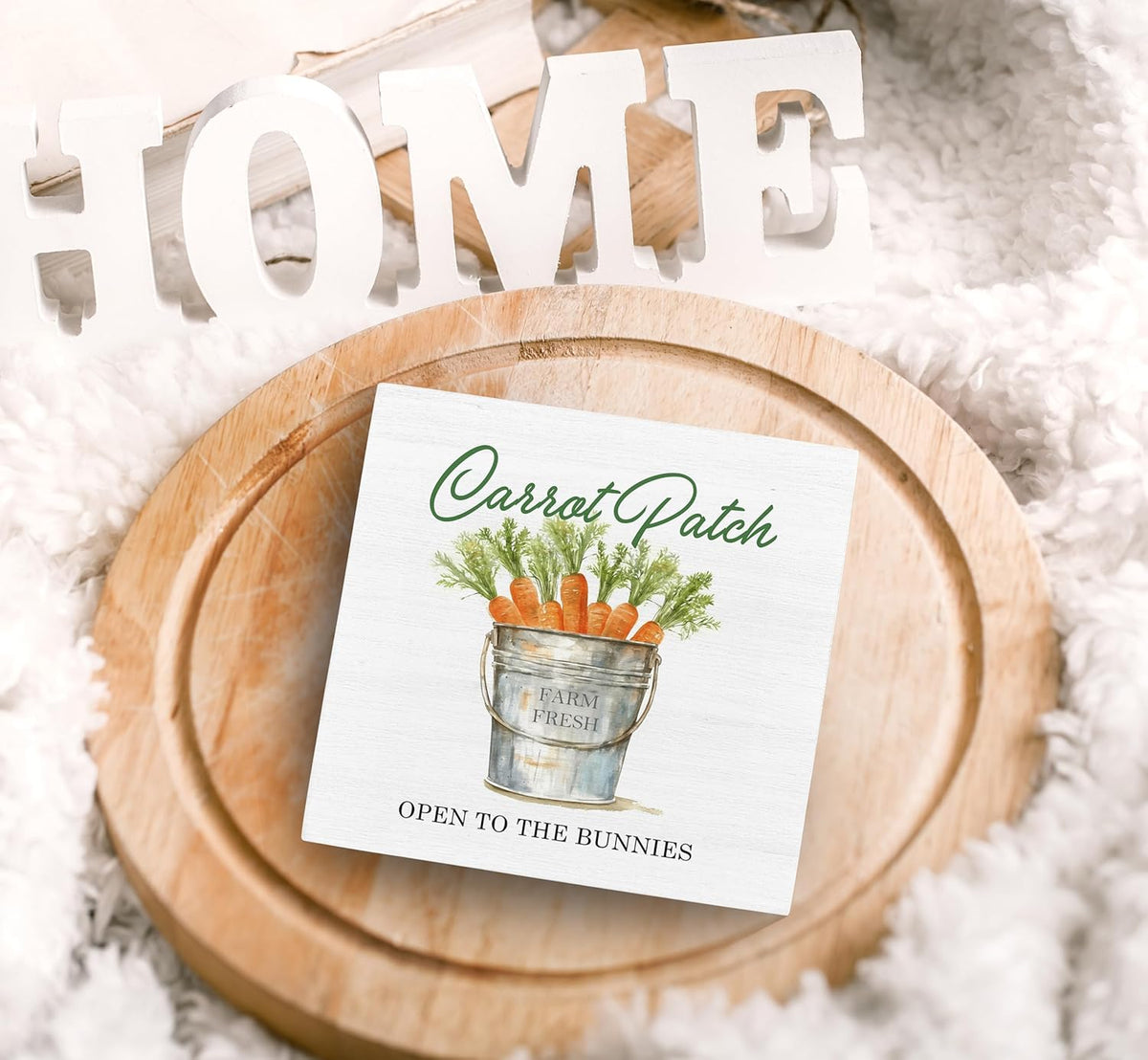 SRADMO Easter Sign, Carrot Patch Easter Wood Box Sign Desk Decor, Easter Carrot Decorations