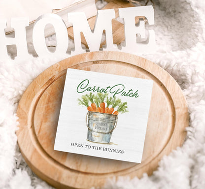SRADMO Easter Sign, Carrot Patch Easter Wood Box Sign Desk Decor, Easter Carrot Decorations