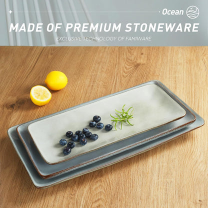 famiware Serving Platter, Rectangular 15.67/14.1/12.6inch Serving Dishes for Entertaining, Reactive