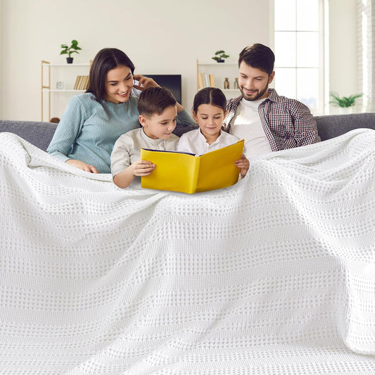 PHF Cooling Waffle Blanket California King Size, Lightweight 60% Rayon Derived from Bamboo & 40%