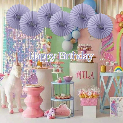 Purple Birthday Decorations,DIY Purple Paper Fans Hanging Decoration ,Party Decorations for Adults