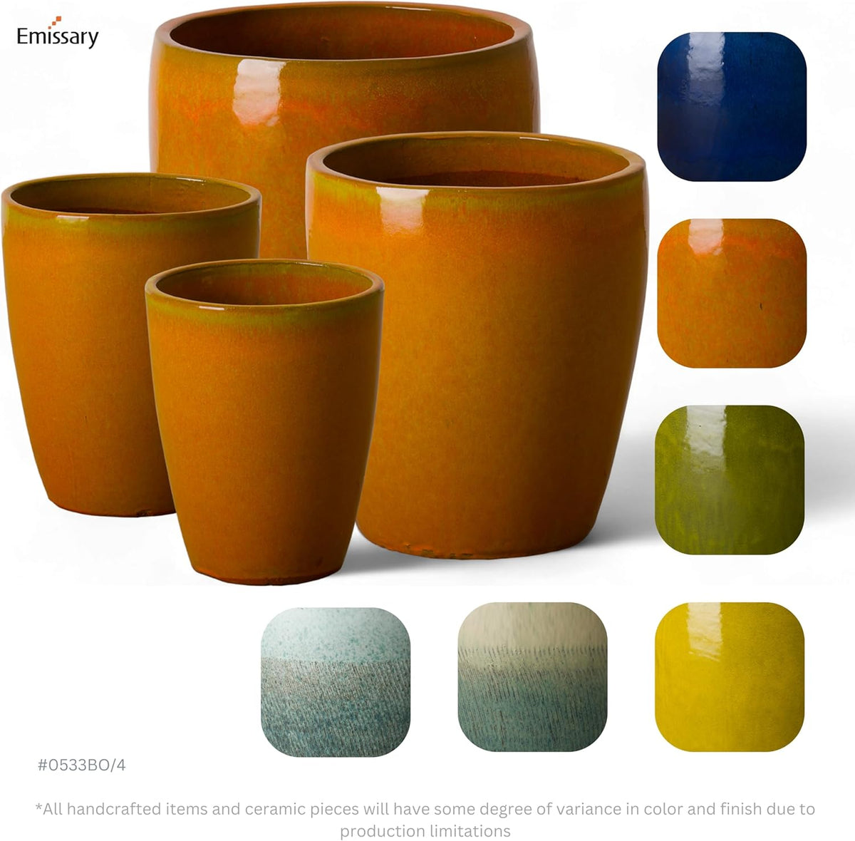 Emissary Bullet 9.5 in. Bright Orange Ceramic Round Planter (9.5 in. L x 9.5 in. W x 12 in. H) with