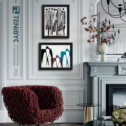 11x14 Picture Frame Set - 3 Pack, Textured Black Solid Wood, HD Tempered Glass, Wall Gallery Photo