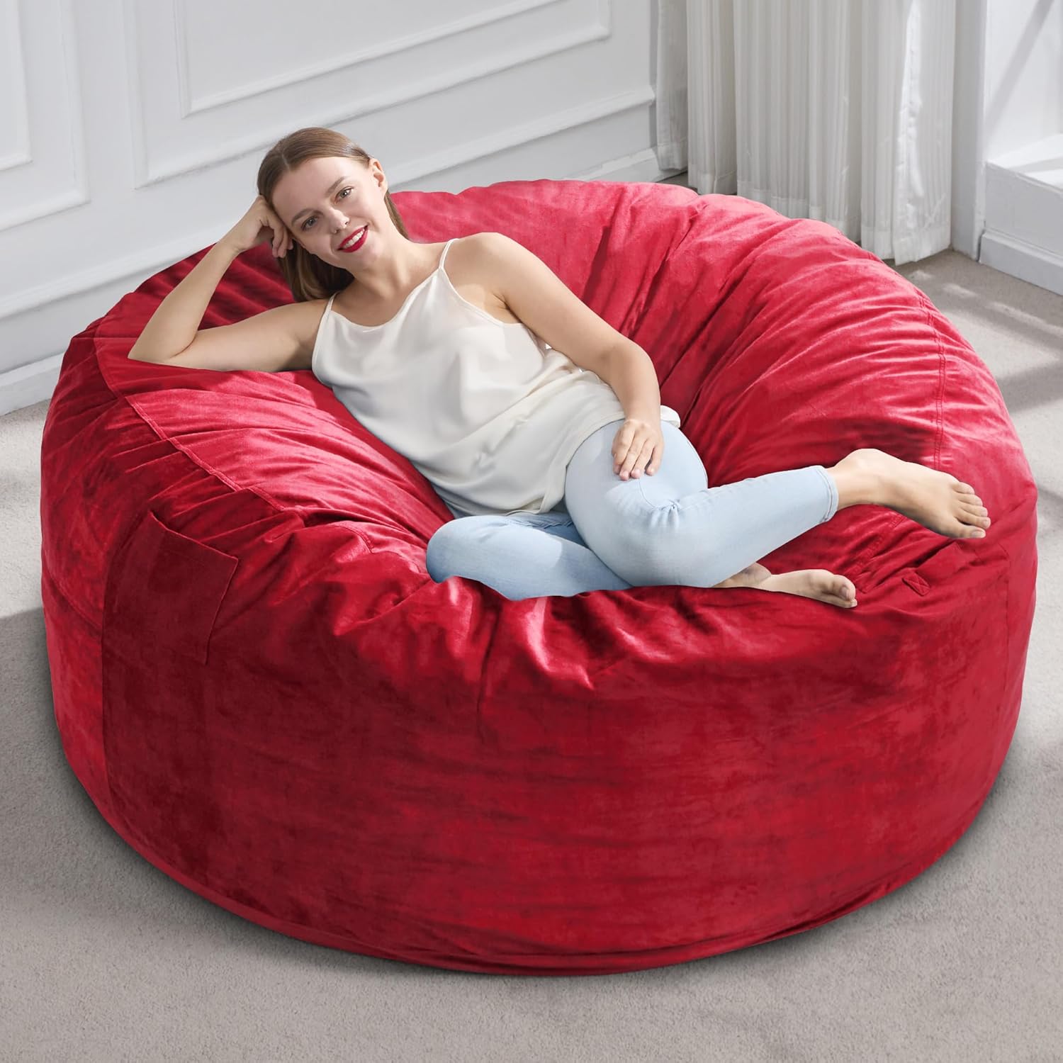 Hobestluk 5FT Bean Bag Chair Giant Bean Bag Chairs for Adults Large Bean Chairs with Removable