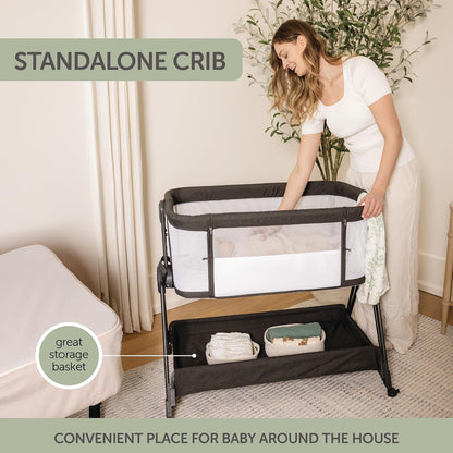 Baby Bedside Sleeper - Bassinet & Bedside Crib with Height Adjustment & Wheels - Can Be Placed Next