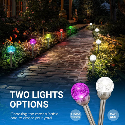 SOLPEX Solar Garden Lights Outdoor, 3 Pack Multi-Color Changing&White 2 Modes Solar Powered Glass