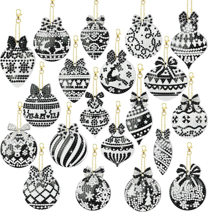 Tondiamo 20 Pcs Christmas Diamond Painting Keychain Kits 5D DIY Diamond Art Pendants Double Sided