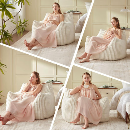 Giant Bean Bag Chairs for Adults Teens, Large Bean Bag Sofa Chairs with Filling Comfy Fuzzy BeanBag