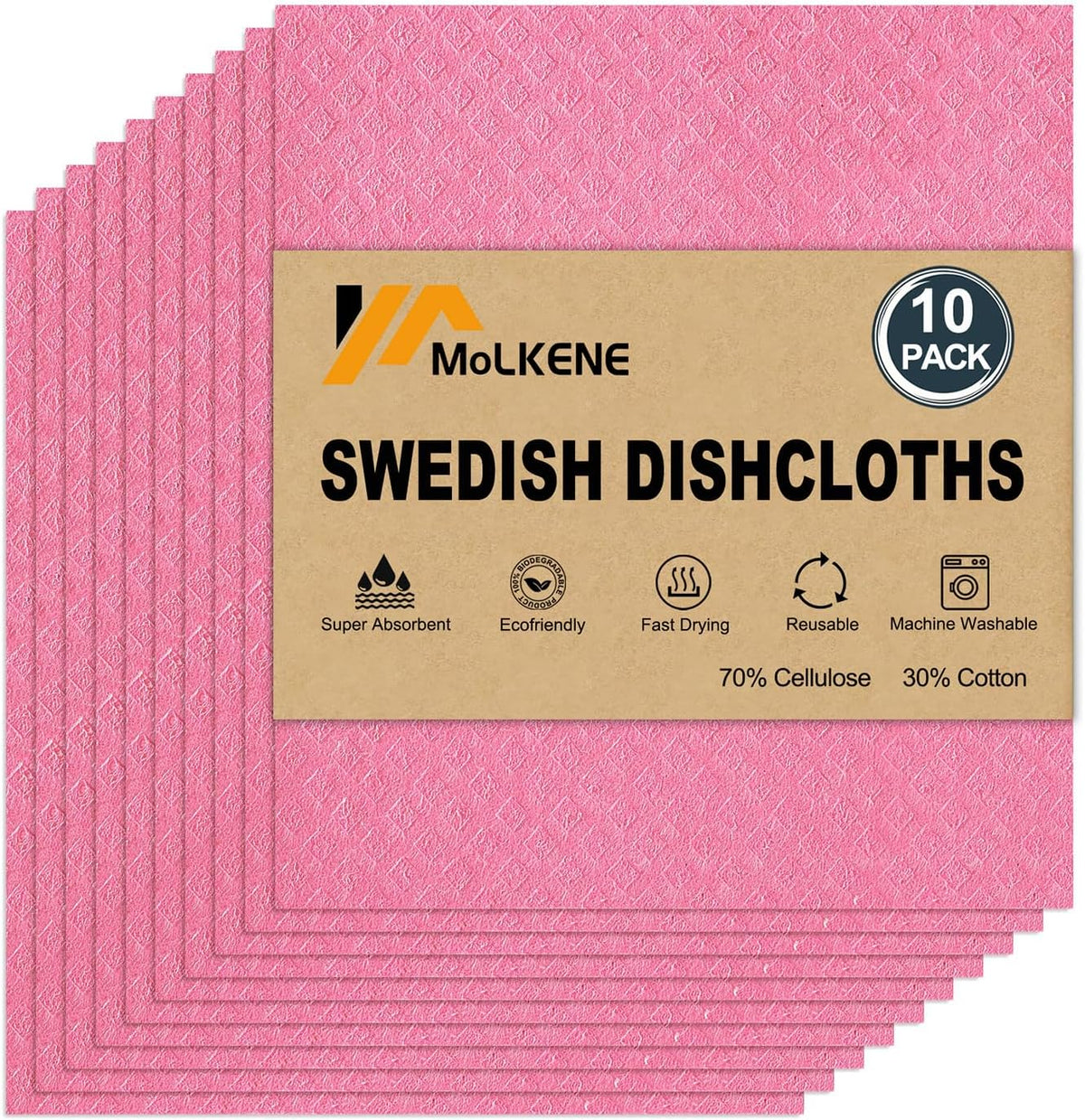 Swedish Dishcloths - 10 Pack Reusable Kitchen Dishcloths - Ultra Absorbent Dish Towels for Washing