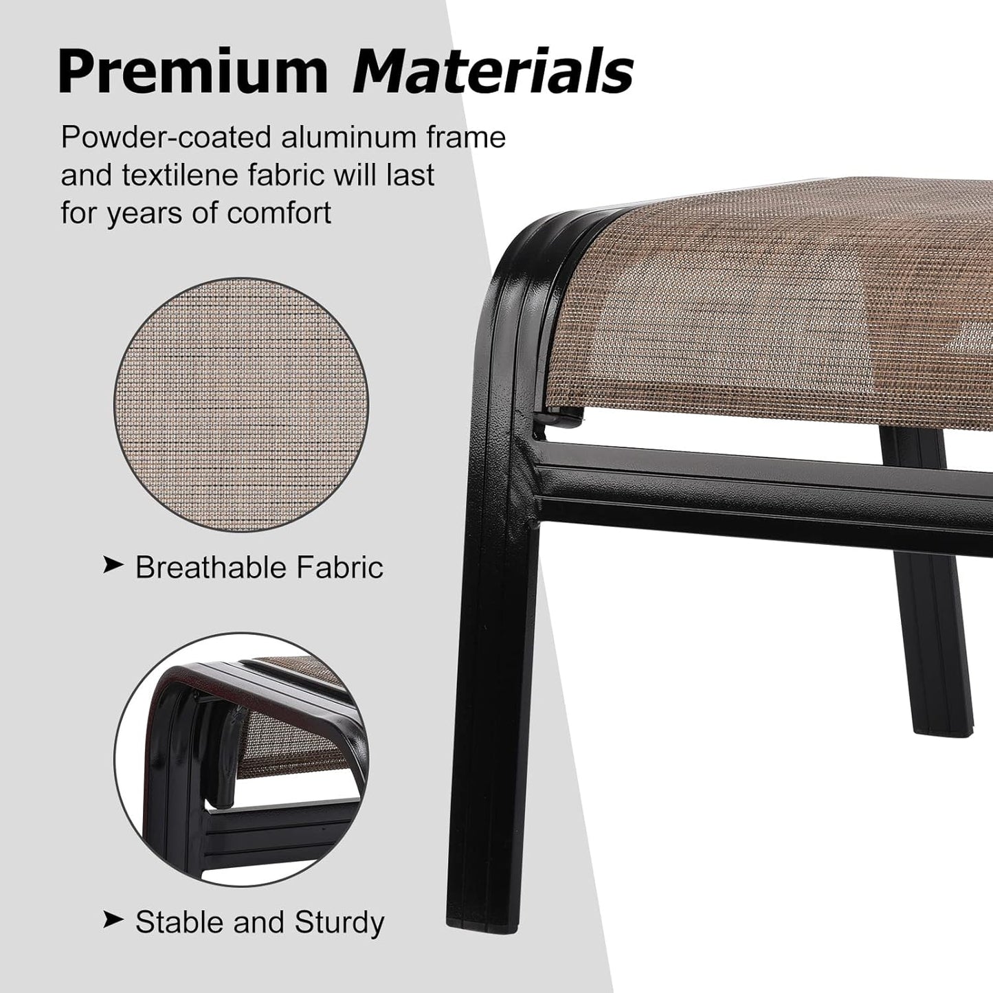 Patio Ottoman Outdoor Footstools Assembled Aluminum Footrest Small Seat for Balcony,Backyard 2 Pack
