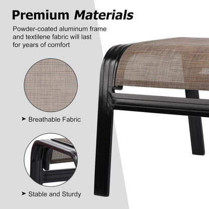Patio Ottoman Outdoor Footstools Assembled Aluminum Footrest Small Seat for Balcony,Backyard 2 Pack