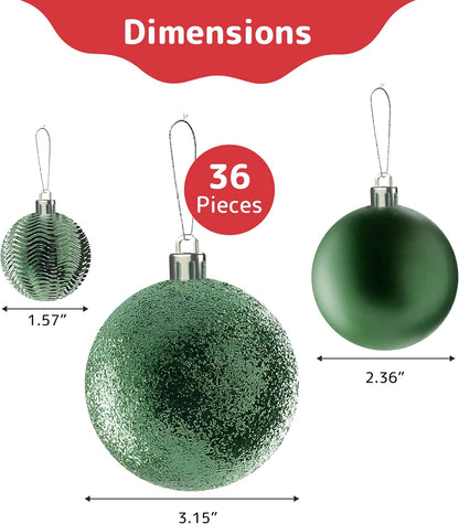 Prextex Christmas Tree Ornaments - Emerald Green Christmas Ball Ornaments Set for Christmas