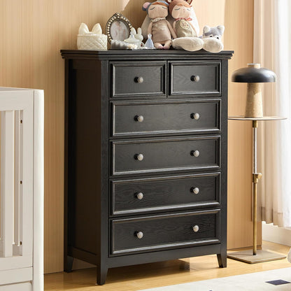 BLANKSPACE Black Dresser, 6 Chest Drawer Dresser for Bedroom, Large Capacity Nightstand, Modern
