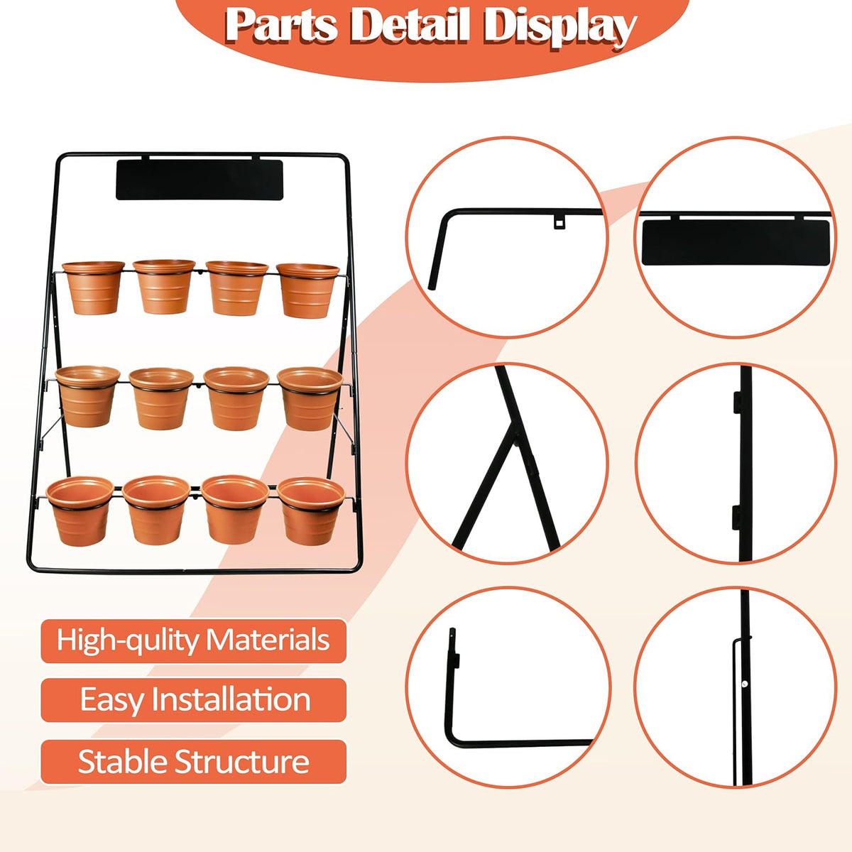 Sunnyglade 3-Tier Metal Plant Stand Rack Multiple Flower Pot Holder Shelf Ladder Plant Display