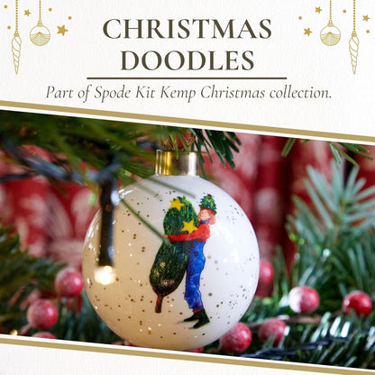 Spode Kit Kemp Christmas Ornament - Doodles Branch Manager - Fine China Whimsical Festive Keepsake