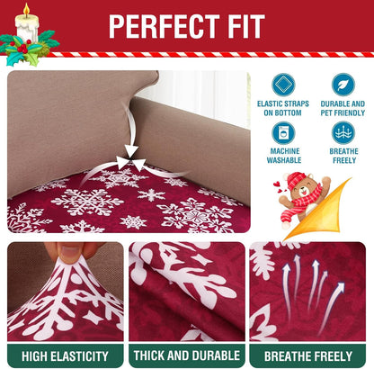 H.VERSAILTEX Christmas Sofa Slipcover Fleece Stretch Couch Cushion Cover Furniture Protector Seat