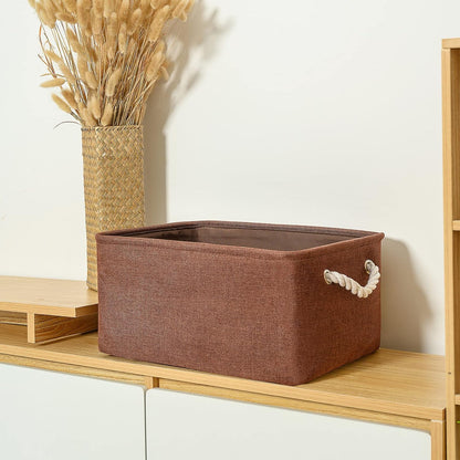 TheWarmHome Decorative Basket Rectangular Fabric Storage Bin Organizer Basket with Handles for