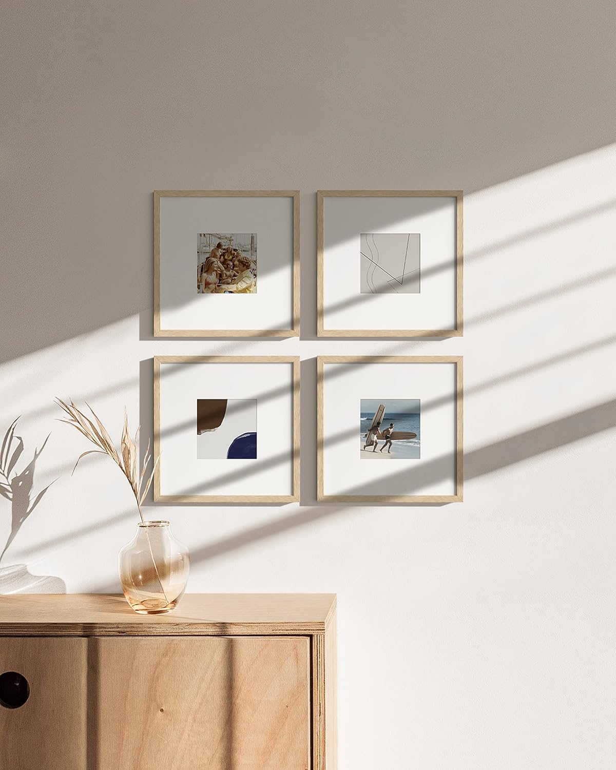 HAUS AND HUES Solid Oak Wood 10”x10”Picture Frames Matted to 5”x5” Set of 4-10x10 Photo Frame Set