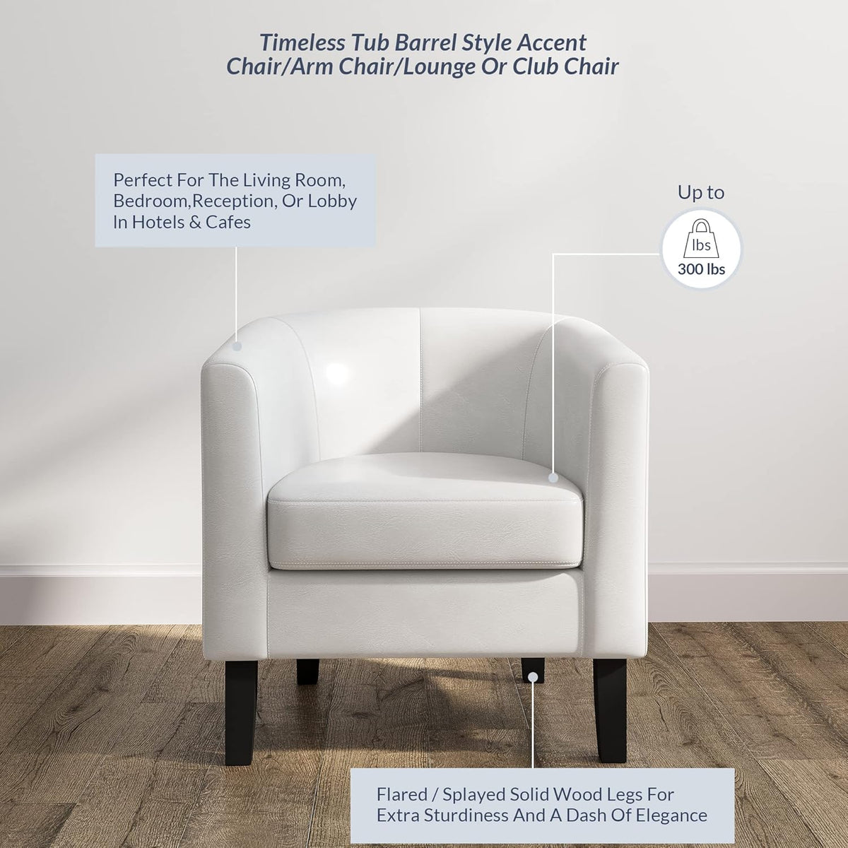 BELLEZE Accent Barrel Chair, Club Tub Sofa Corner Chair with Flared Legs and Cozy Soft Padding for