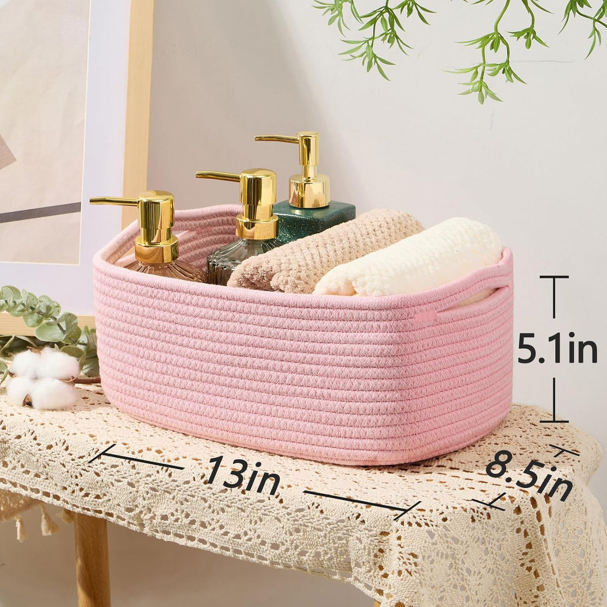 Small Storage Baskets for Organizing | Closet Organizer Bins | Shelf Toy Basket | Woven Rope