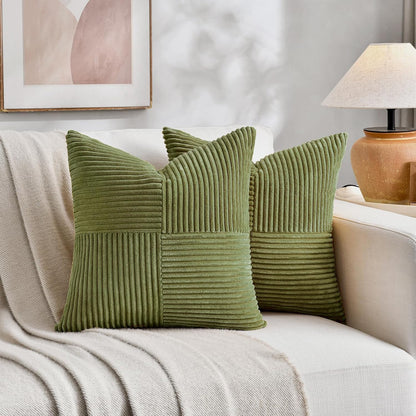 Fancy Homi 2 Packs Moss Green Decorative Throw Pillow Covers 16x16 Inch for Living Room Couch Bed